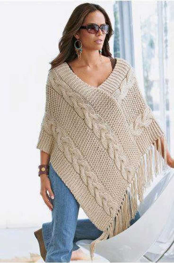 Knitting pattern poncho with sleeves