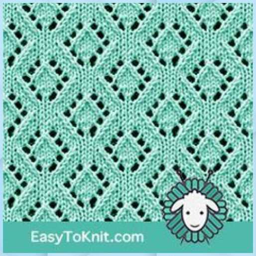 Diamond eyelet knitting pattern