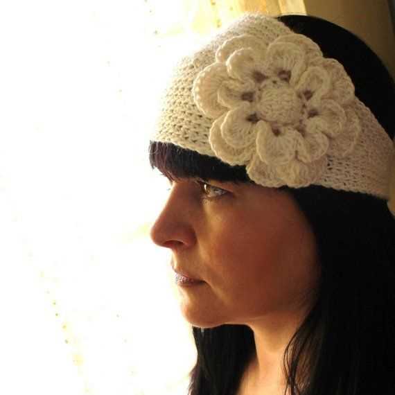 Free knitted flower headband pattern