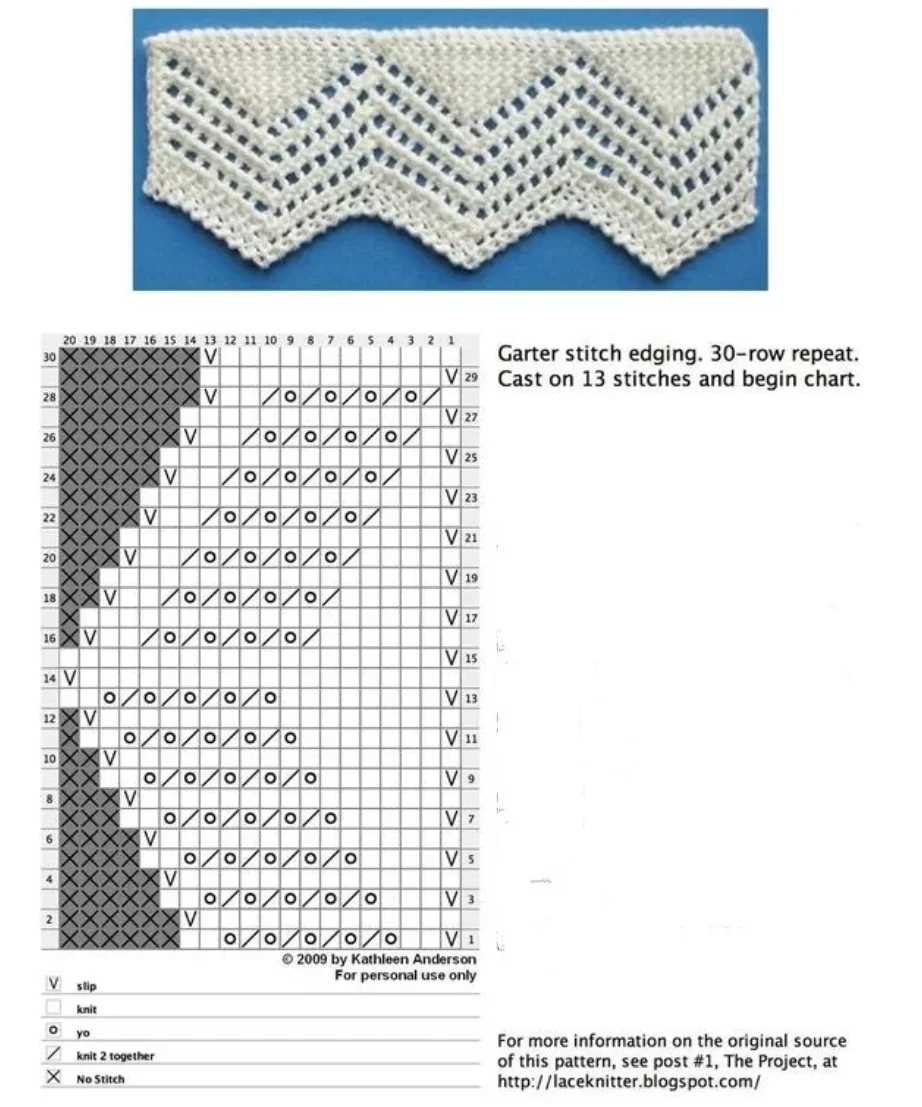 Garter lace knitting pattern