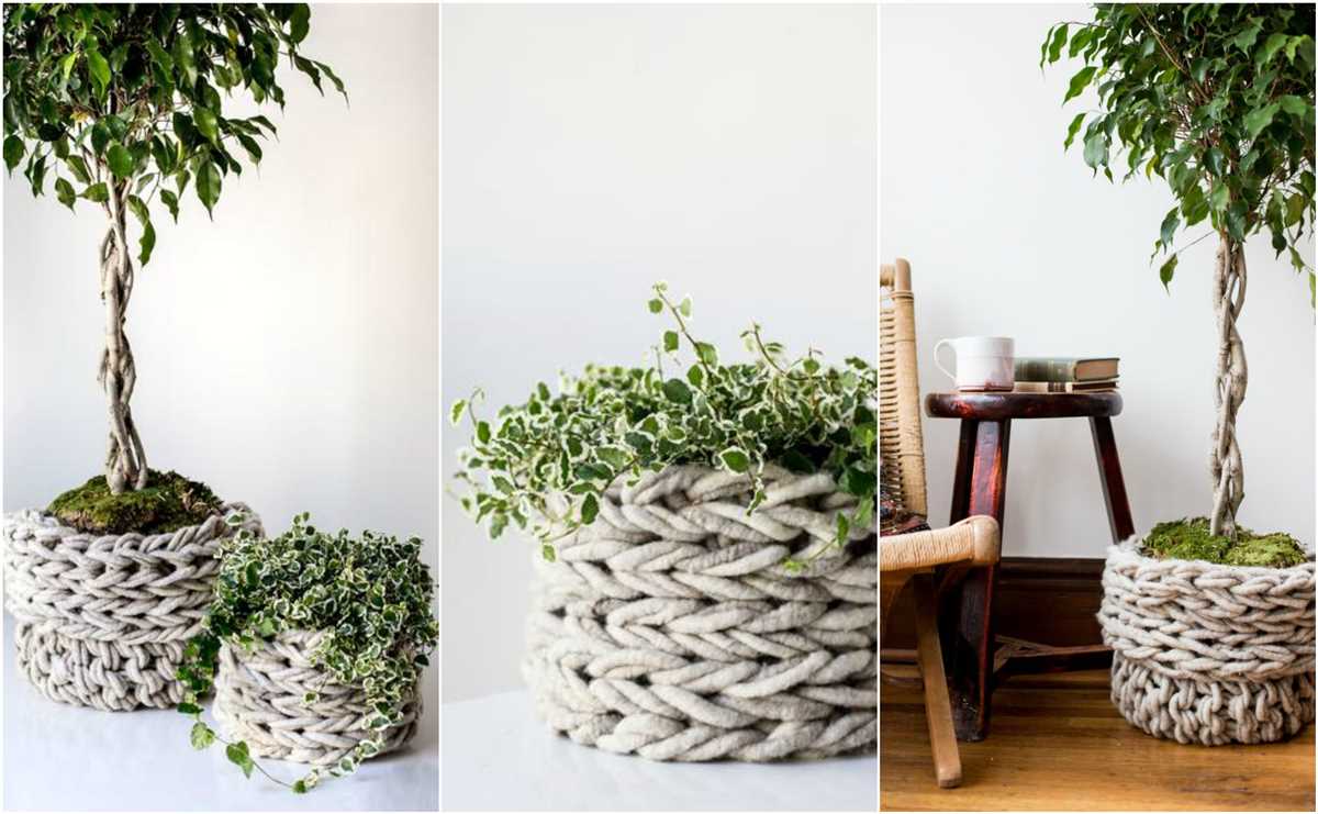 Knitted pot plant holders pattern