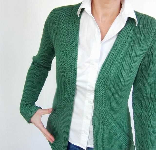 V-neck raglan cardigan knitting pattern