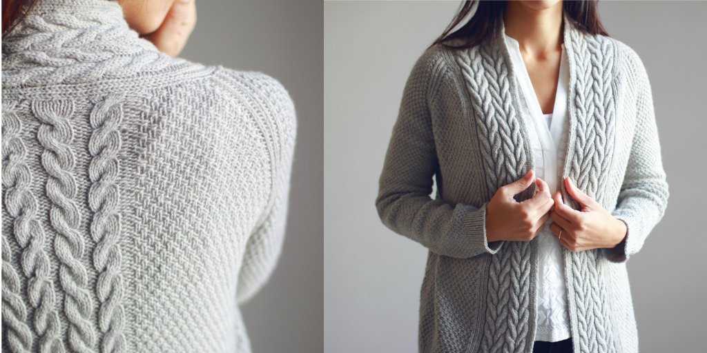 V-neck raglan cardigan knitting pattern