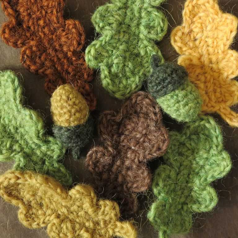 Free knitting patterns leaves and acorns
