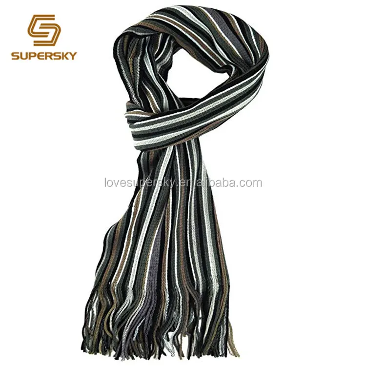 Vertical striped scarf knitting pattern