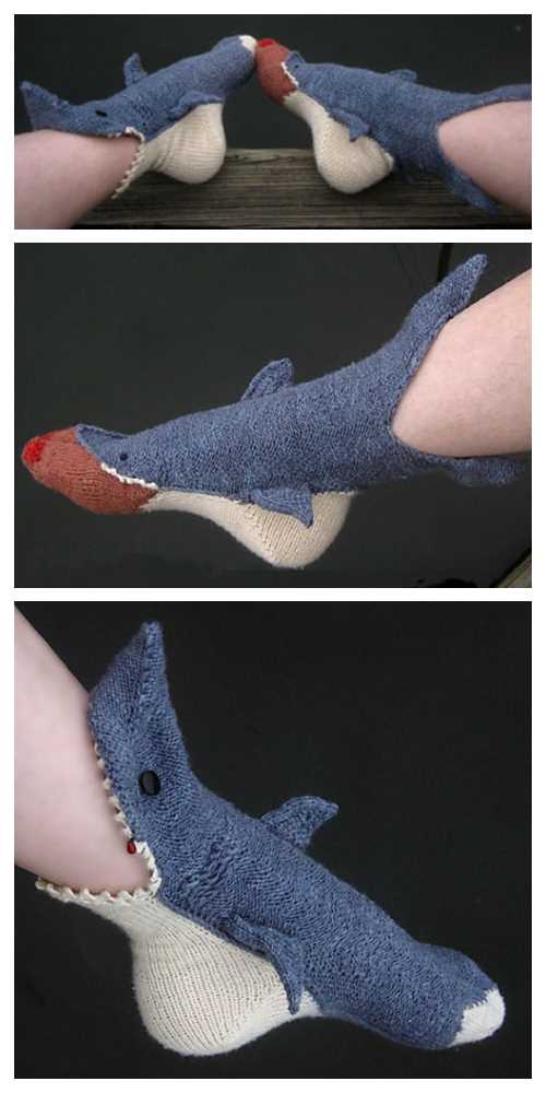 Knitted shark slippers free pattern