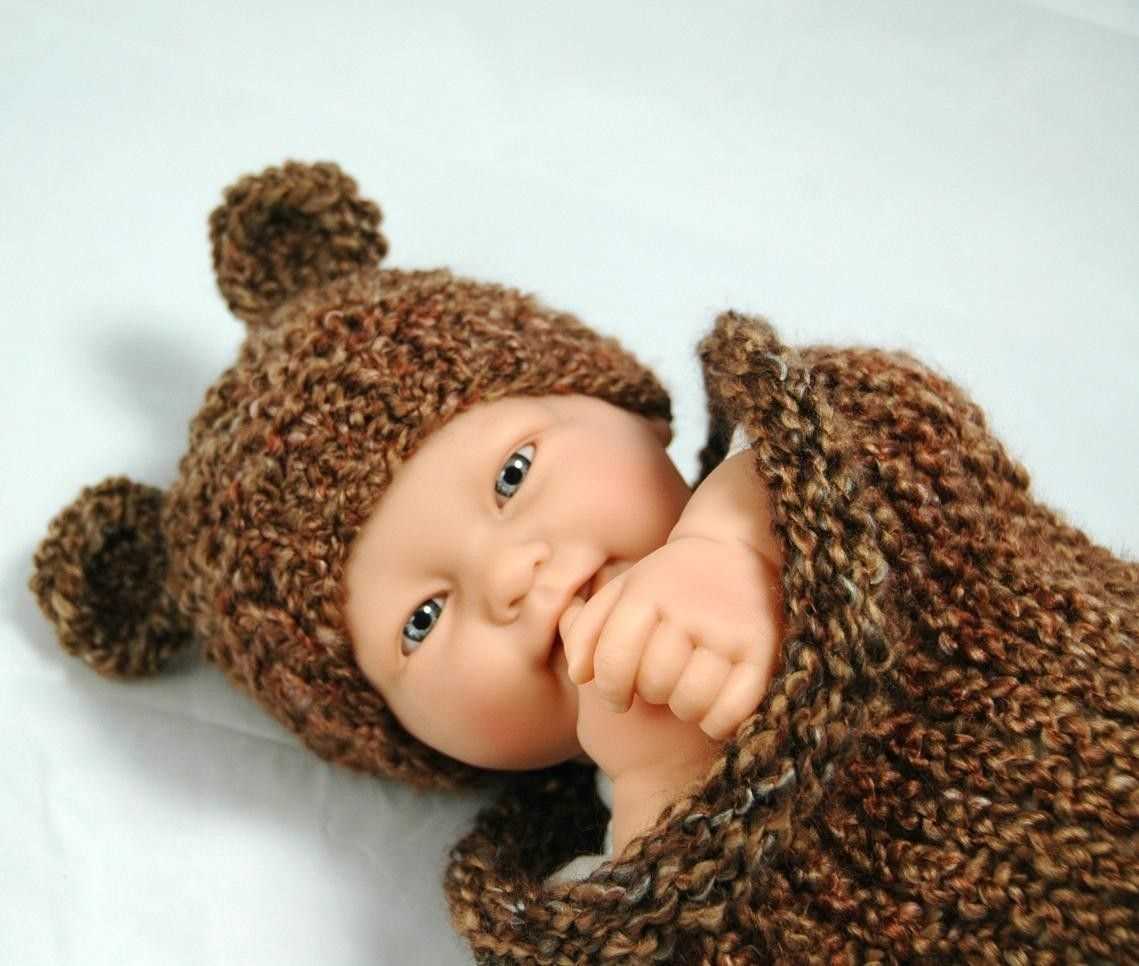 Newborn bear hat knitting pattern