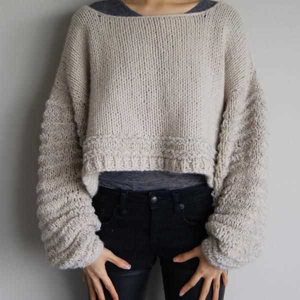 Cropped boxy sweater knitting pattern