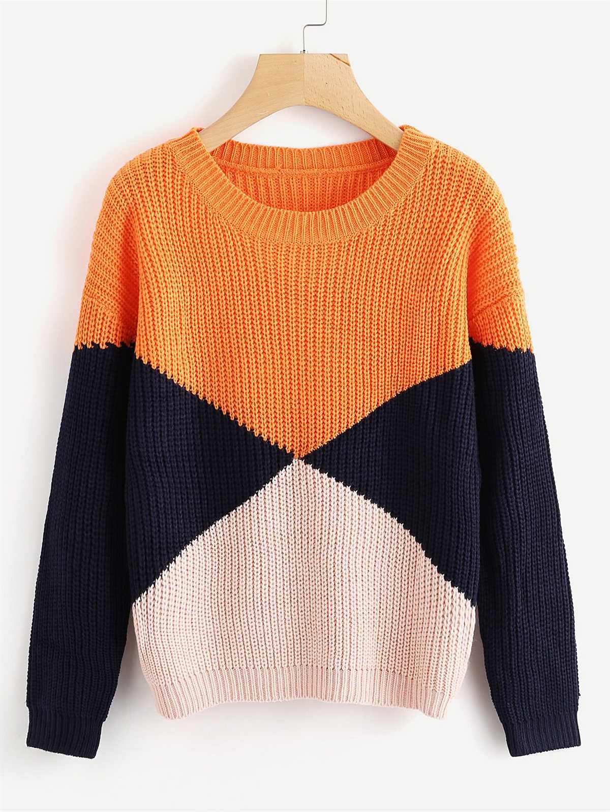 Color block knit sweater pattern