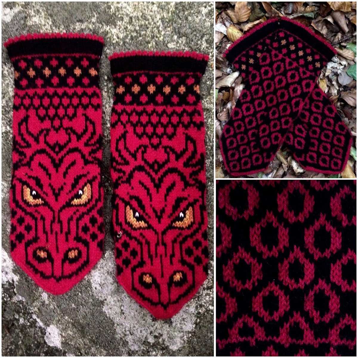 Knitted dragon gloves pattern