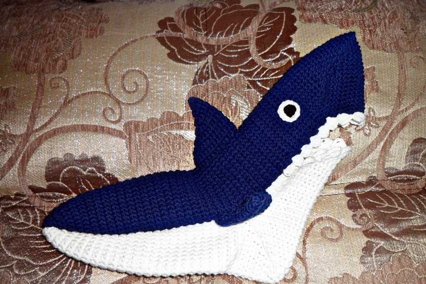 Knitted shark slippers free pattern