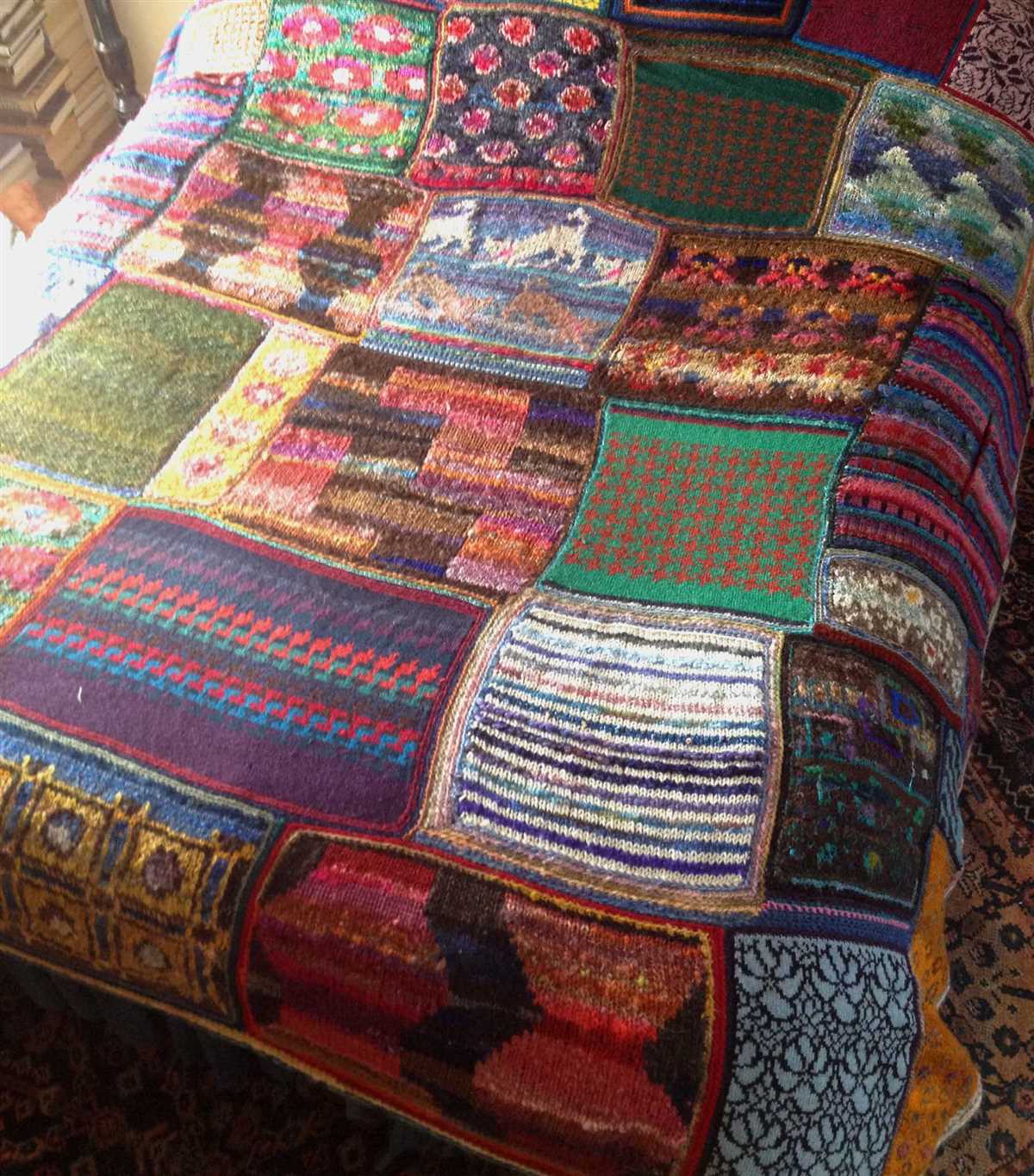 Chunky knit patchwork blanket pattern