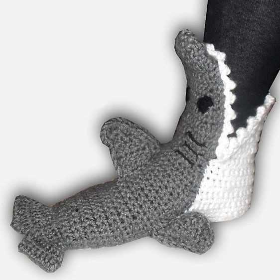 Knitted shark slippers free pattern