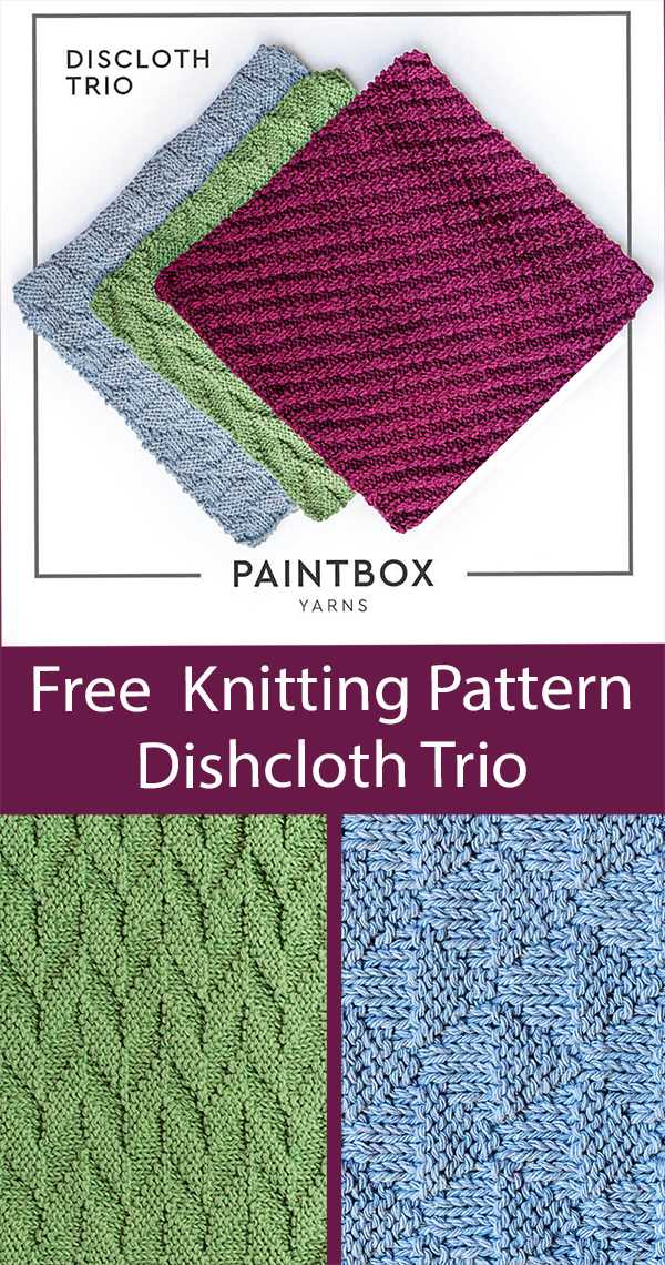 Pattern for knitted dishcloth on diagonal
