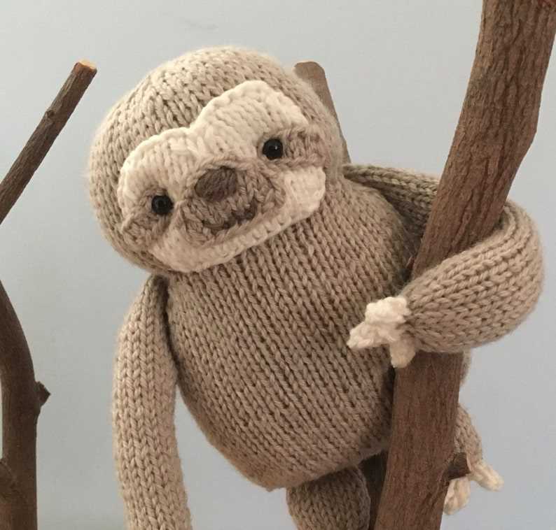Knitted sloth toy pattern