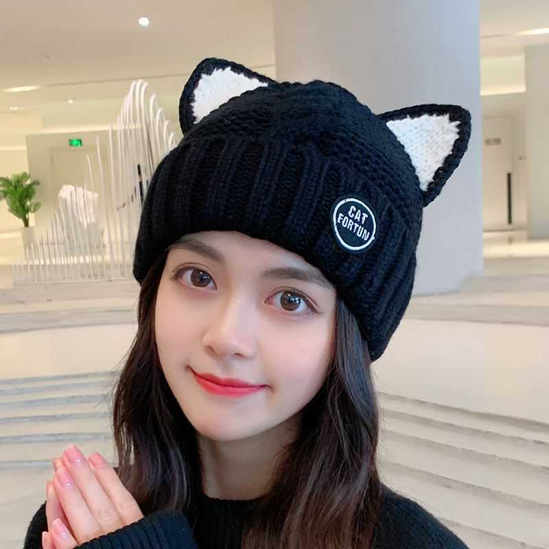 Knit cat ear beanie pattern
