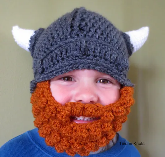 Knitted viking hat and beard pattern