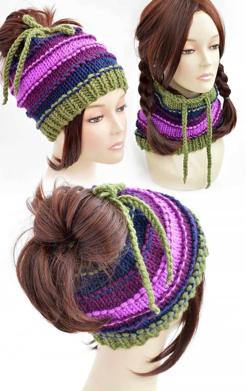 Free knit pattern for ponytail hat