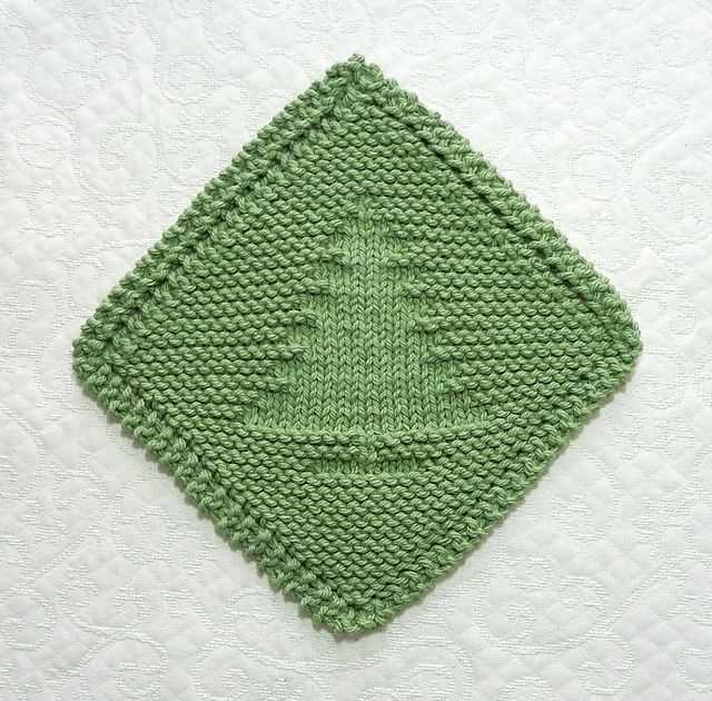 Pattern for knitted dishcloth on diagonal