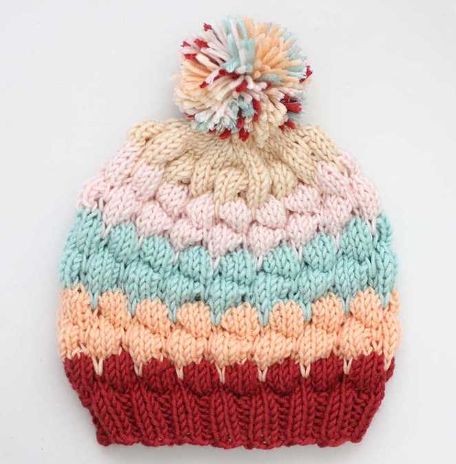 Knit hat with circular needles pattern