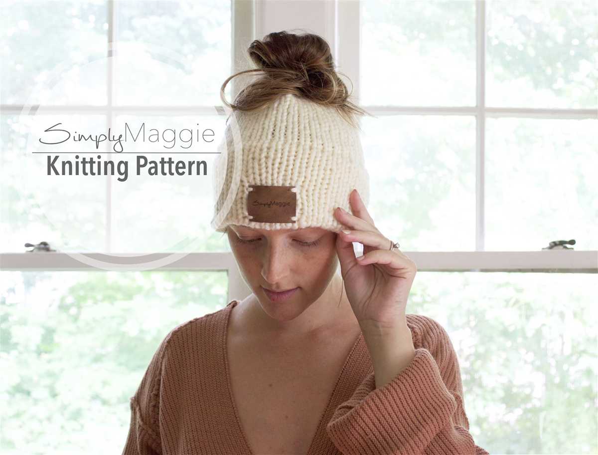 Messy bun hat knitting pattern straight needles