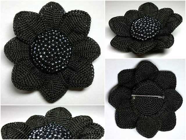 Knitted sunflower brooch pattern free