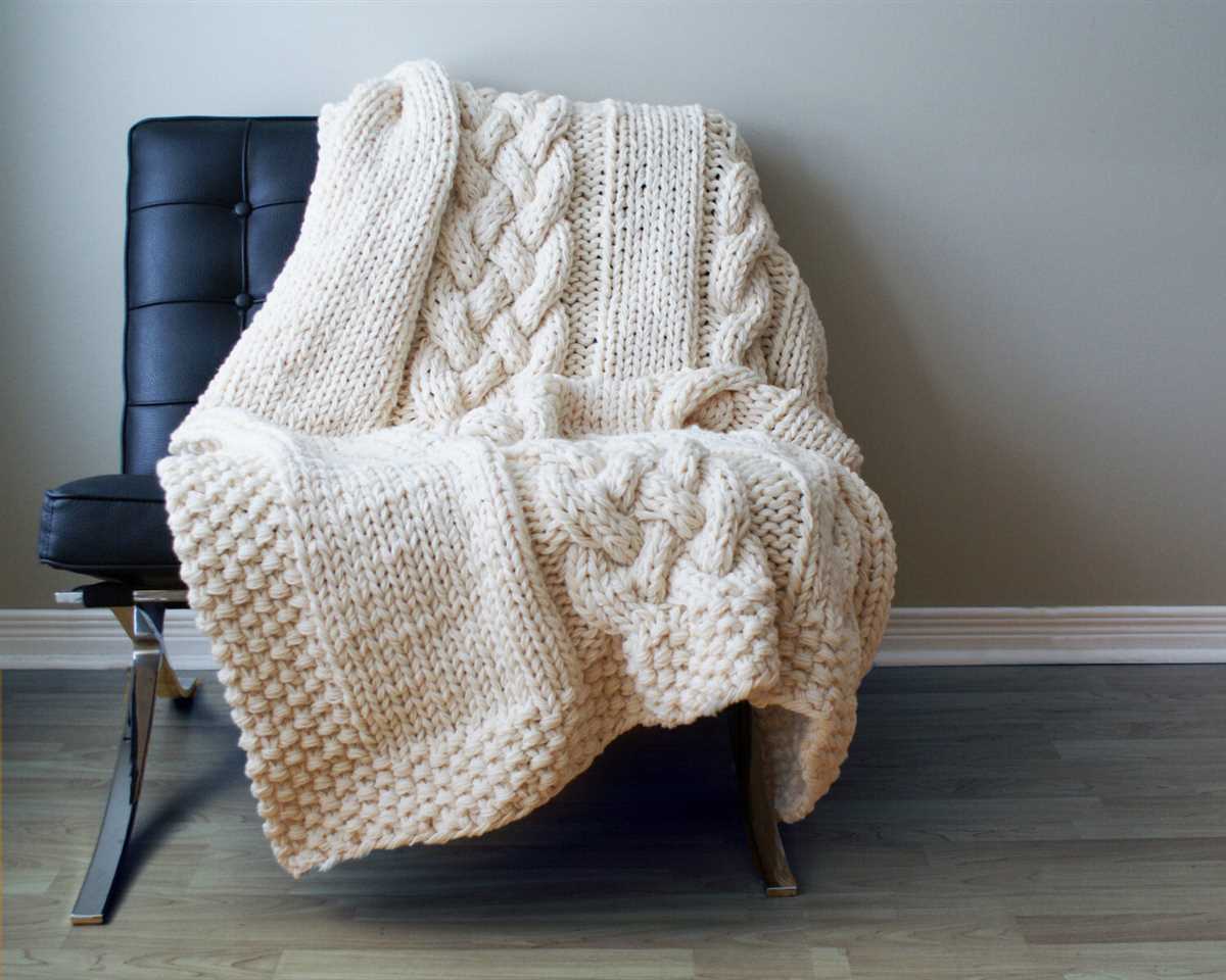 Chunky cable knit throw blanket pattern