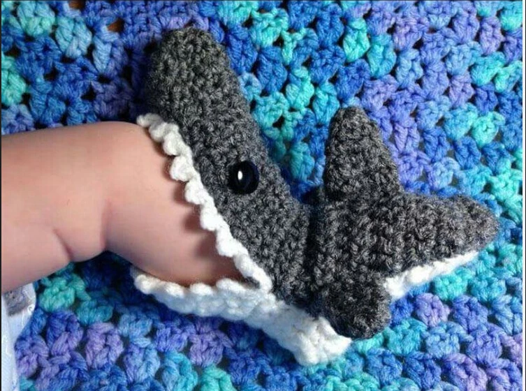 Knitted shark slippers free pattern