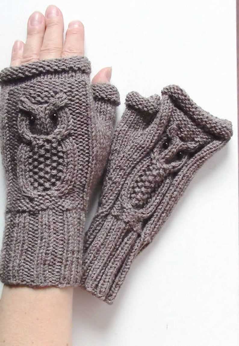 Owl fingerless gloves knitting pattern free