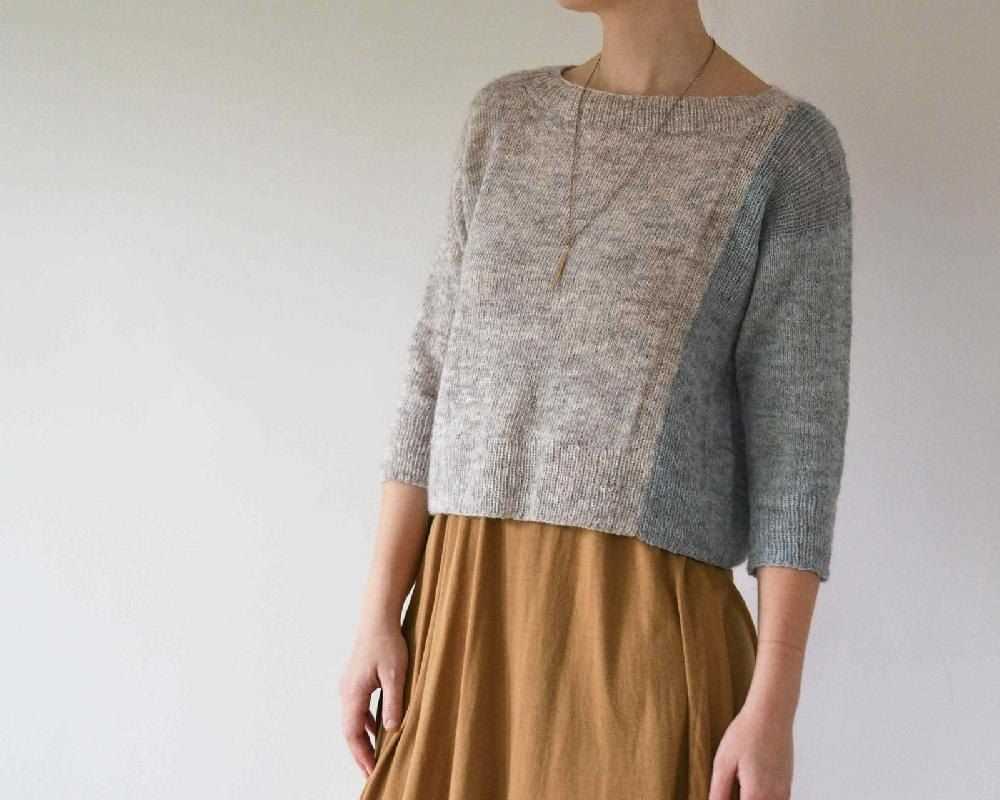 Cropped boxy sweater knitting pattern