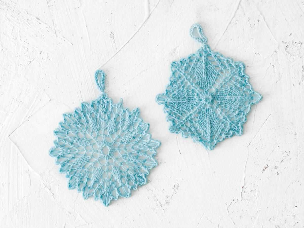Knit snowflake ornament pattern